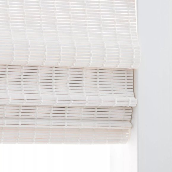 Bouclair White Cordless Riki Bamboo Shade 60x72 in (152x183 cm)