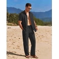thumbnail image 6 of COOFANDY Mens Linen Suits 2 Piece Set Casual Loose Pants Vacation Beach Outfits Short Sleeve Island Shirt Resort, 6 of 7