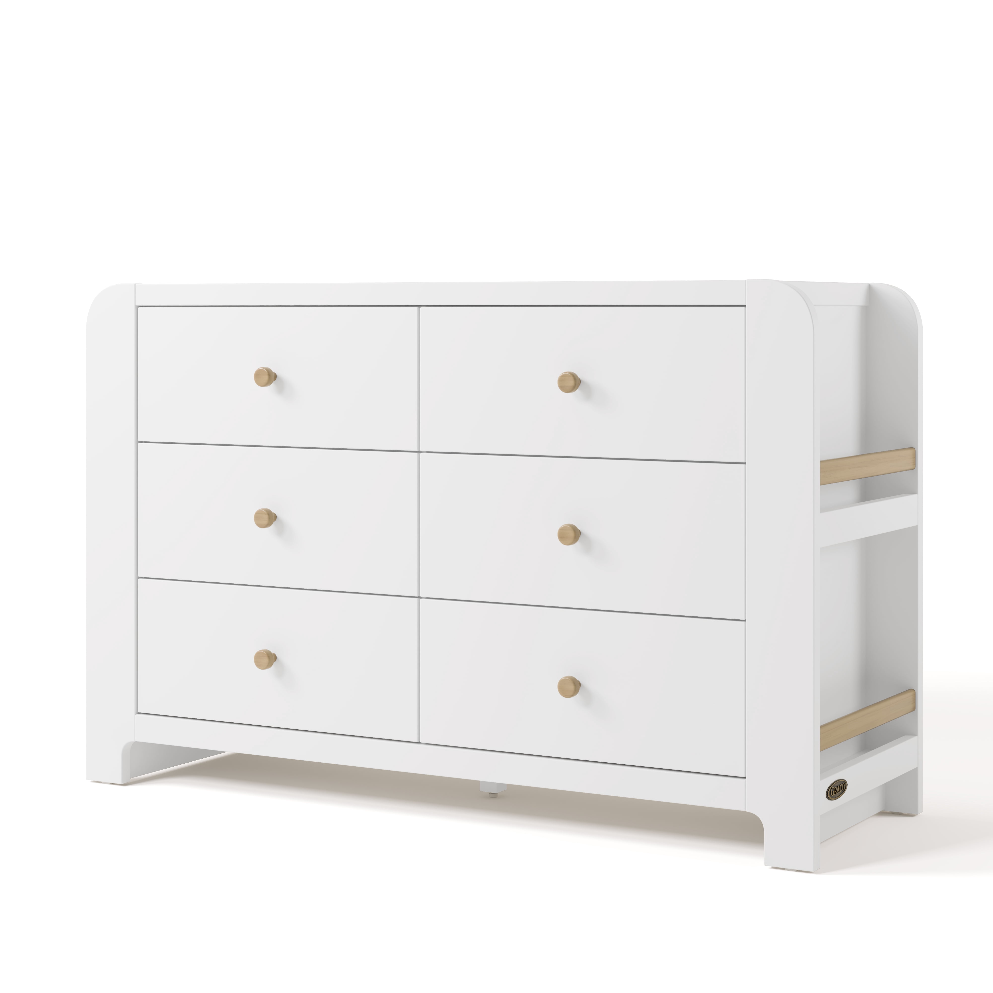 Graco Read-with-Me 6 Drawer Chest with Bookshelves, White with Driftwood