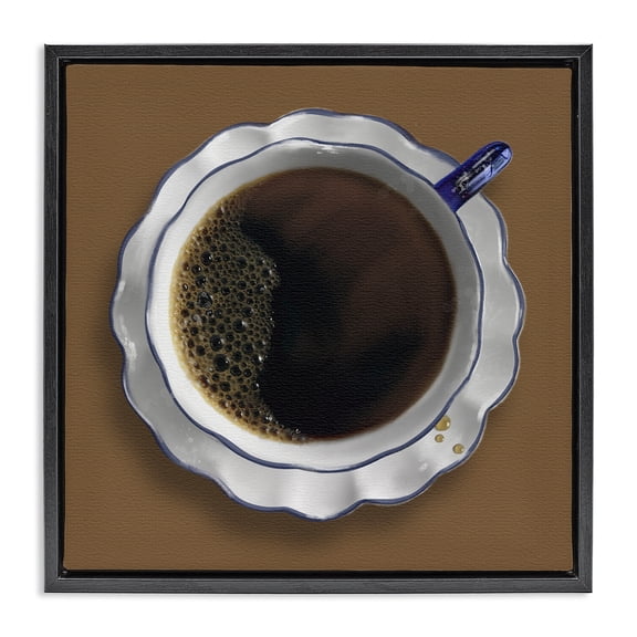 Stupell Industries Transitional Aerial View Coffee Cup Black Floating Frame Canvas Art, 18 x 18, by Matthew Piotrowicz