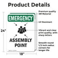 thumbnail image 2 of (2 Pack) Assembly Point With Symbol OSHA Emergency Sign 18 Inch X 24 Inch Vinyl Label Decal Sticker Weather Resistant, UV Protected for Workplace, Business, and Construction Site, Made, 2 of 7