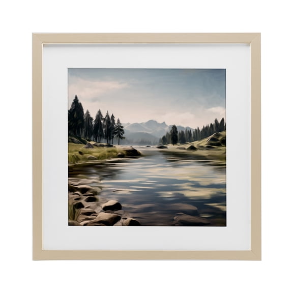Stupell Industries Rustic Lodge My Hideaway Pond Ripples Birch Framed Print Under Glass, 16 x 16, by Kim Allen
