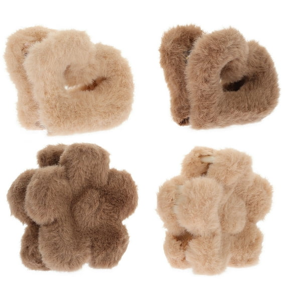 Tineasur 4pcs Decorative Hair Clips Fuzzy Hair Clip for Women Daily Life Parties
