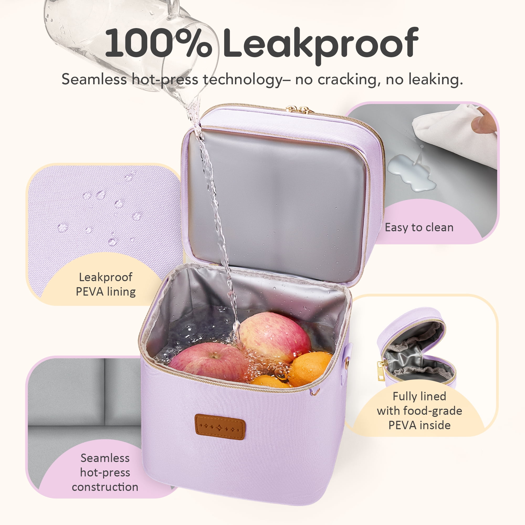 Breast Milk Cooler Travel Bag – Leakproof Insulated Baby Bottle Cooler Bag with Ice Pack,  Portable lunch bag, Purple