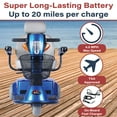 thumbnail image 3 of Zipr Breeze 3-Wheel Scooter - Heavy Duty Long Range Mobility Scooter - 300 Pound Max Weight – Extended Battery Motorized Wheelchair - Blue, 3 of 10
