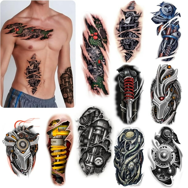 Tatuaje temporal ROARHOWL, diseño realista de tatuajes falsos (5)