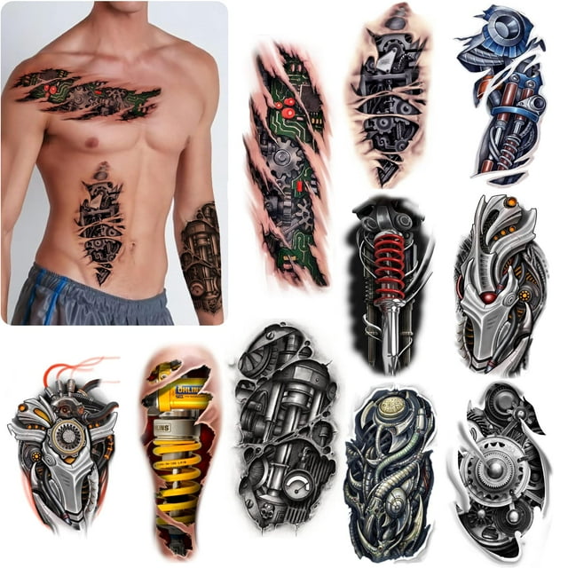 Tatuaje temporal ROARHOWL, diseño realista de tatuajes falsos (5)