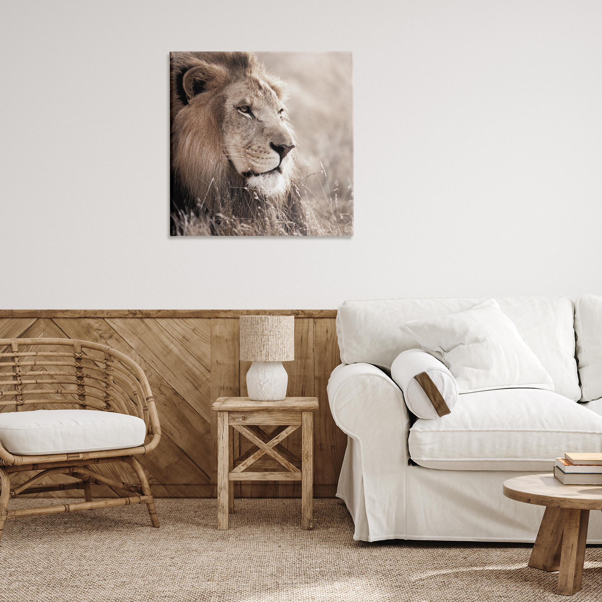 Stupell Industries Strong Gazing Lion Animals & Insects Photography Gallery Wrapped Canvas Art Print Wall Art, 30 x 30