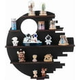thumbnail image 1 of Estantería de pared de madera con forma de media luna, 5 niveles, flotante, color negro, para minifiguras. Organizador de figuras., 1 of 6