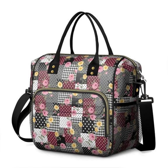Pioneer Flower Floral Print Pattern Womens Lunch Box for Work,Insulated Large Lunch Bag,Leakproof Adult Lunch Bag for Work,Beach,Travel,Picnic,Camping