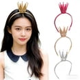 thumbnail image 5 of Shiny Queen Princess Crown Headband, 3D Crown Glitter Fabric Tiara Hairband for Birthday Prom Ball, Sparkly Sequin Festival Headpiece Accessory, Suitable for Party Events and Celebrations, 5 of 5
