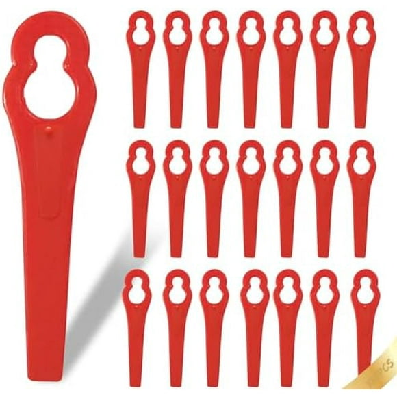 Queilt 100 Pieces Replacement Blades for Strimmer, Plastic Replacement Blades Lawn Mower Edger Blade Red, for Garden and Lawn Edgers