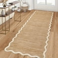 thumbnail image 3 of Garvee 2'x6' Modern Scalloped Runner Rug Washable Rug with Non Slip Backing, Neutral Farmhouse Soft Low Pile Carpet for Hallway Bedroom Home Office, Camel, 3 of 8
