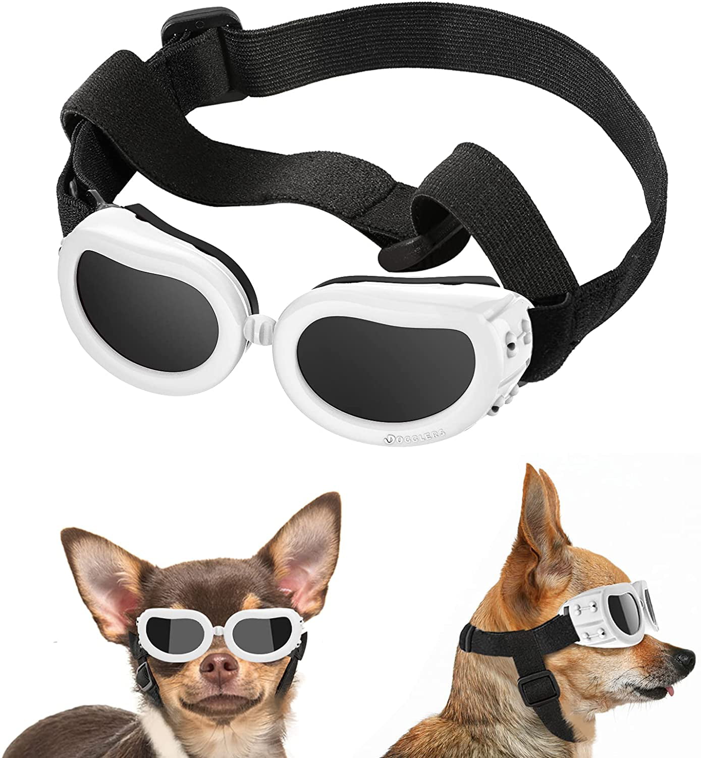 Outdoor Dog Sunglasses Anti-UV Eye Protection Goggles Waterproof Windproof Anti-Fog for Small Pet Puppy Dog Cat Black