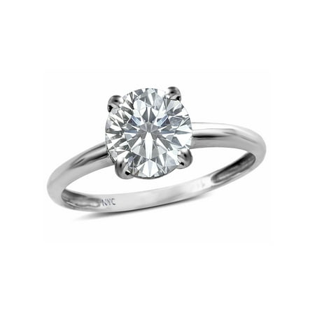 - Star K Genuine White Topaz Round 7mm Classic Solitaire Engagement Promise Ring