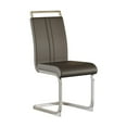 thumbnail image 4 of Modern Dining Chairs Set of 2 With Soft PU Faux Leather Cushion And C-shaped Tube Metal Base, High Back Upholstered Side Chair for Dining Room, Kitchen, Vanity, Patio, Club, Office, Grey+Sliver, 4 of 9