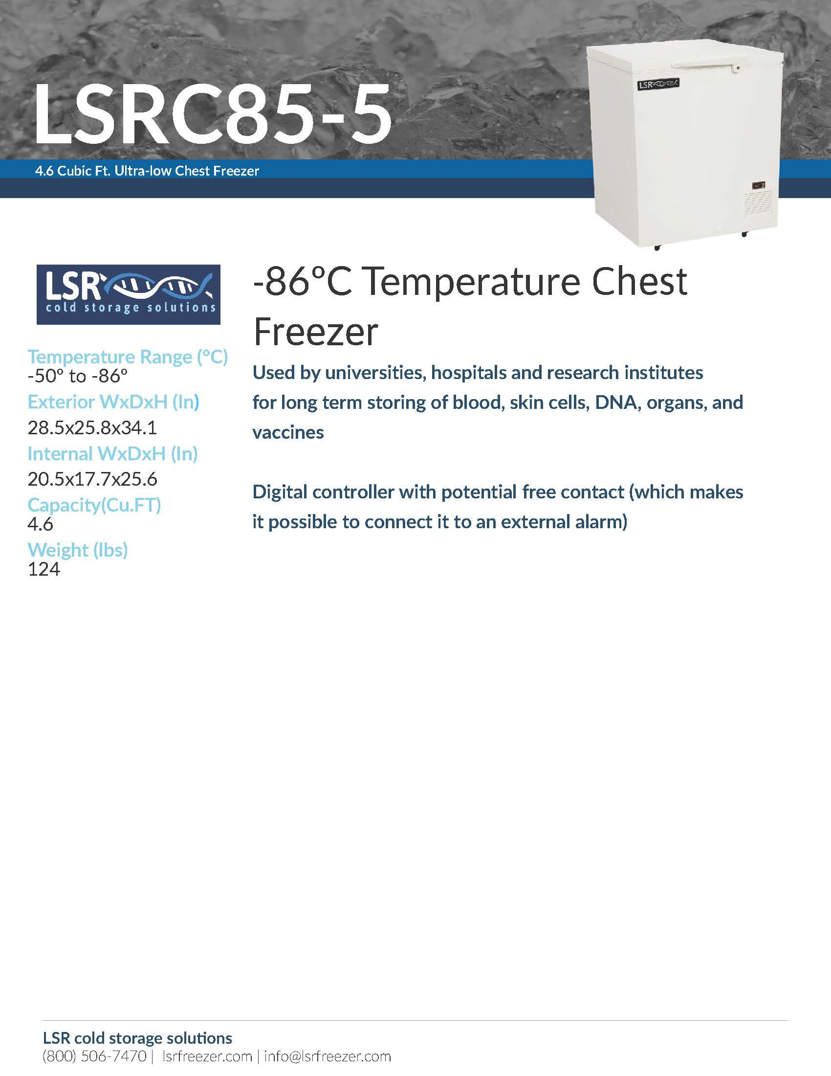 LSRC85-5 Ultra-Low Chest Freezer