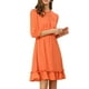 thumbnail image 2 of INSPIRE CHIC Vestido A-Line de Chifón con Volantes en Capa y Mangas 3/4 con Goma M Naranja, 2 of 8
