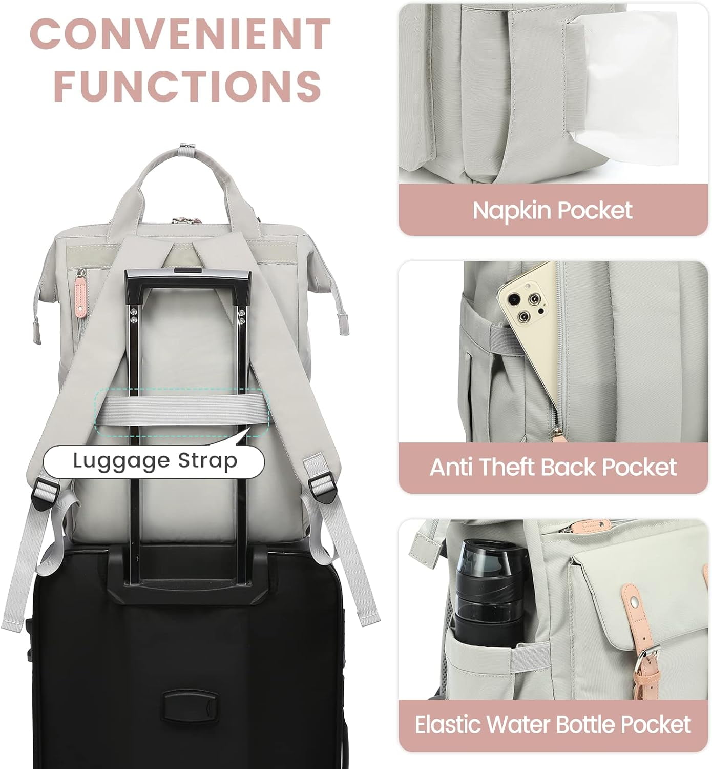 Lovevook Laptop Backpack for Women 15.6",Cute Work Travel Commuter Daypack, College Computer Bookbag Nurse Doctor Teacher Backpack Purses