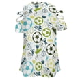 thumbnail image 5 of Sport Sketch Soccer Pattern Womens Summer V Neck Zipper Top Short Sleeve T Shirt Off Shoulder Top Casual Classy Loose Shirts, 5 of 7