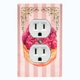 thumbnail image 1 of Metal Light Switch Plate Cover French Raspberry Cake Pink Stripes CAK046, 1 of 13