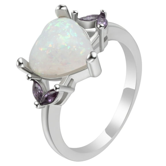 Milana Statement Ring Purple Cz Heart Fire Opal for Women Ginger Lyne Collection