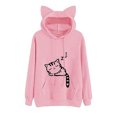 thumbnail image 1 of Sudaderas con capucha Linda oreja de gato novedad impresa sudadera con capucha de manga larga con capucha de gato, 1 of 5
