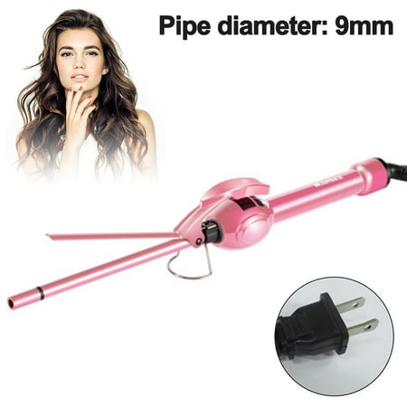 9mm Unisex Wand Hair Curler, Small Barrel Skinny Hair Curling Iron Wand Professional Super Tourmaline Ceramic Barrel Small Slim Tongs for Short and Long Hair