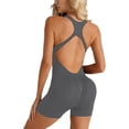 thumbnail image 2 of HOWPAY One Piece Jumpsuits for Women Sleeveless Hollow out Backless Bodysuit Tummy Control Athletic Workout Yoga Scrunch Bodycon Romper Grey L, 2 of 4