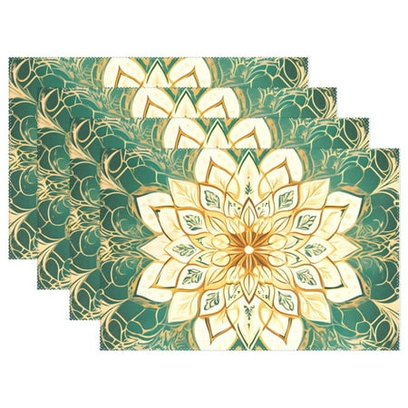 

Ryvnso Placemats Set of 4 Boho Vintage Mandala Dining Mats Heat-Resistant Non-Slip Washable Table Mat