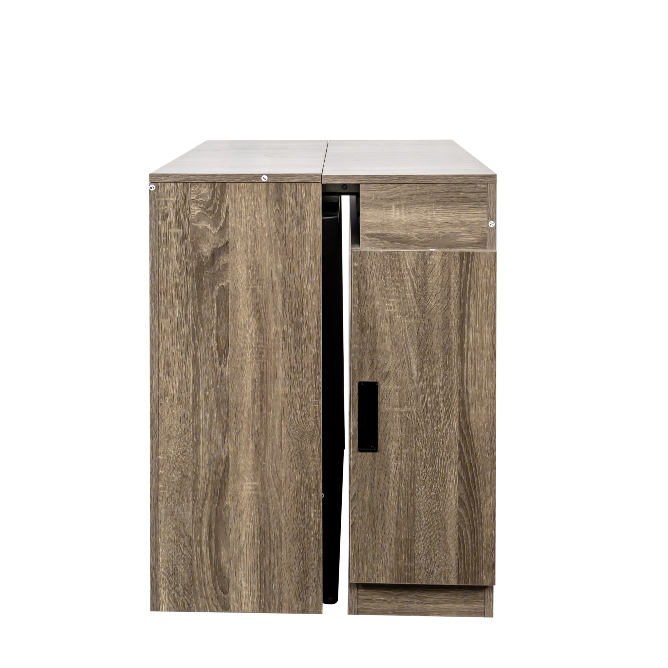 Noble House 118" Extendable Dining Table, Console-to-Table with Outlet, 5 Leaves & Panel Storage, Brown
