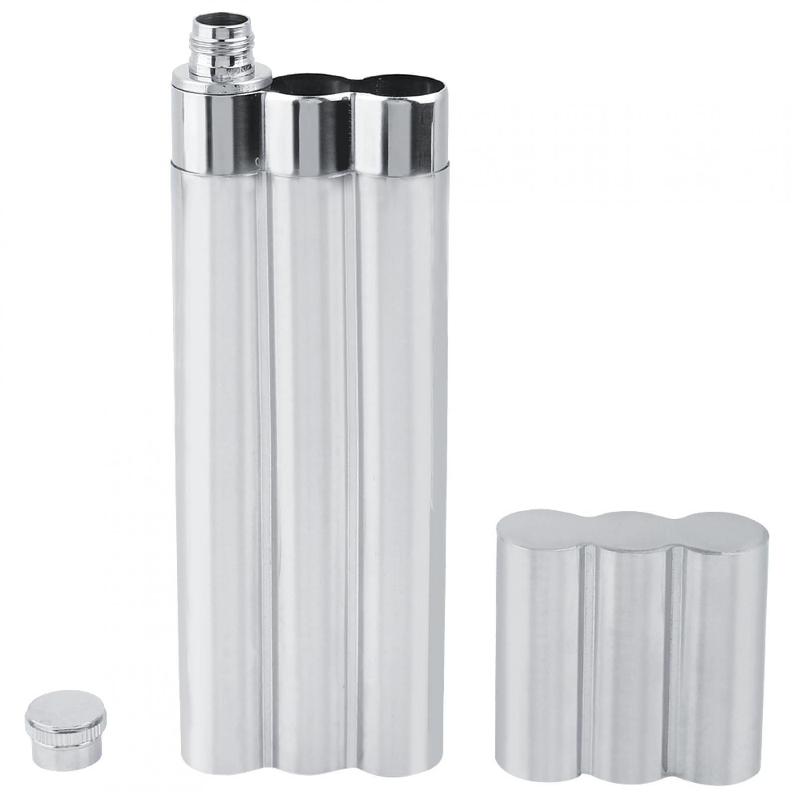 Nehlobo Three Tubes Stainless Steel Hip Flask and Cigar Holder Humidor Tube  Travel Carry Case