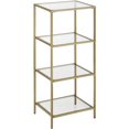 thumbnail image 1 of Boutique Home Modern Tempered Glass 4-tier Storage Rack with Golden Metal Frame, 1 of 7