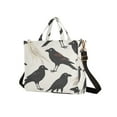 thumbnail image 2 of Crows Corduroy Tote Bag Handbag Large Messenger Bag Shoulder Crossbody Zipper Bag Purse, 2 of 8