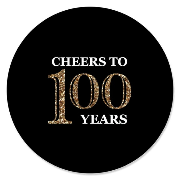 Big Dot of Happiness Adult 100th Birthday - Gold - Birthday Party Circle Sticker Labels - 24 Count