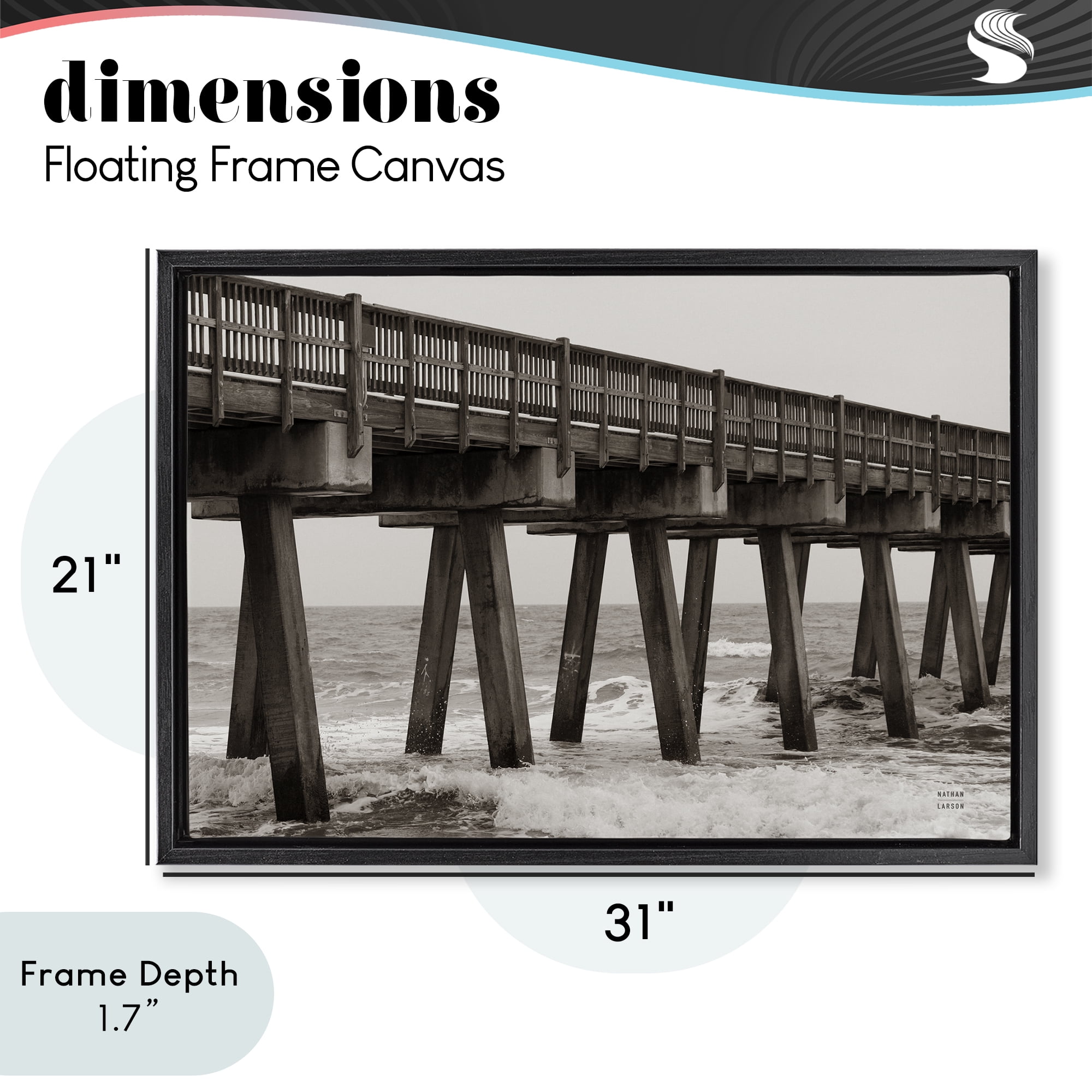 Stupell Industries Pier Angles Structure Black Framed Floater Canvas Wall Art, design by Nathan Larson