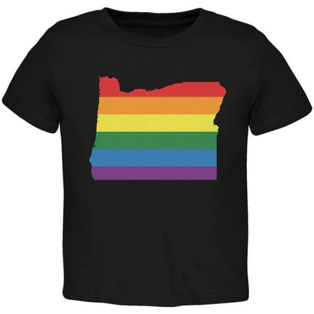 

Oregon LGBT Gay Pride Rainbow Black Toddler T-Shirt - 2T