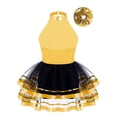 thumbnail image 2 of iiniim Kids Girls Sparkle Sequin Halter Neck Dance Dress Ballet Mesh Tutu Skirt Ballerina with Hairband Gold 16, 2 of 7
