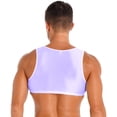 thumbnail image 4 of Camiseta sin mangas recortada brillante para culturismo para hombre, chaleco sin mangas, Tops con cuello redondo, traje de baño, ropa de dormir, ropa para discoteca de Color sólido, 4 of 5