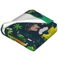 thumbnail image 2 of Salouo Dinosaurs and Tropical Leaves and Flowers Print Bed Blankets,Flannel Blanket Comfortable Air Conditioning Blanket Lightweight Blanket for Sofa Bed Travel & Couch -60"x50", 2 of 8