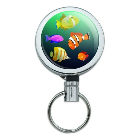 Tropical Fish Retractable Belt Clip Badge Key