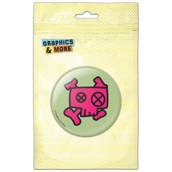 Zombie Skull Face Pink Pinback Button Pin Badge