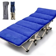 Camping Folding Cot with Mat,Portable Heavy Duty Oxford Bed,Blue 74.8 x 26.4 x 13.8 inch
