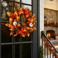 thumbnail image 6 of Euahivb Fall Wreath, Artificial Autumn Maple Leaf Wreath with Pumpkins and Berries for Front Door Wall and Fireplace Decor, Thanksgiving Decoration, 6 of 7