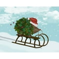 thumbnail image 2 of Fab Funky 32x26 Gold Ornate Wood Framed with Double Matting Museum Art Print Titled - Christmas Holly Hedgehog Sledding, 2 of 4