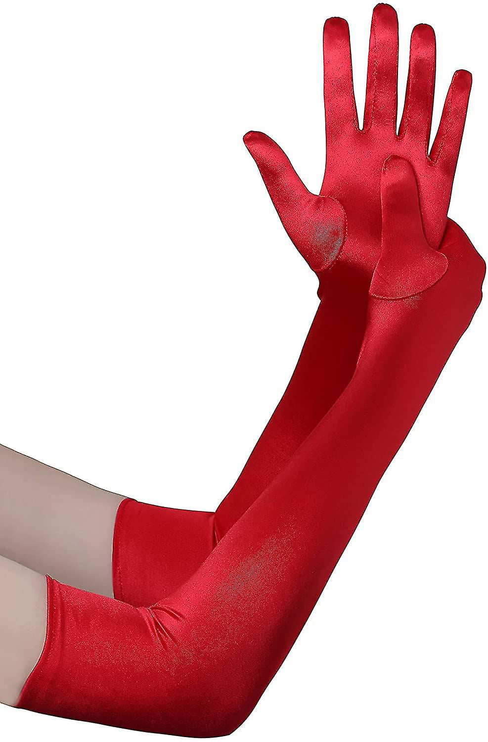 BABEYOND Long Opera Party 20s Satin Gloves Stretchy Adult Size Elbow Length 15 Inches 