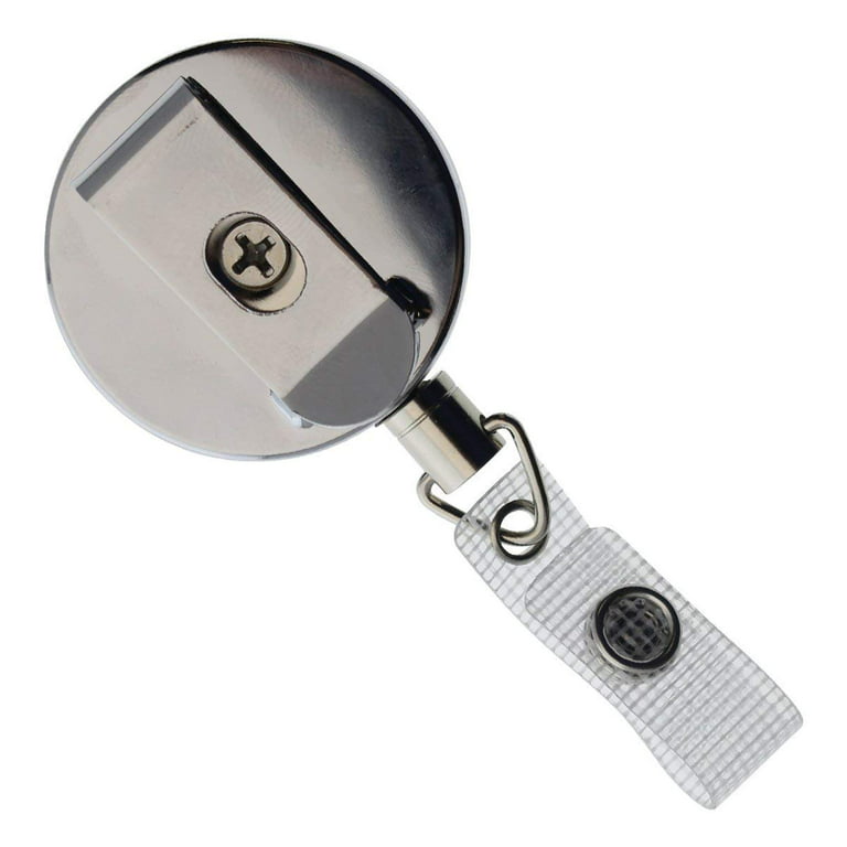 Bulk 25 Pack - Heavy Duty Badge Reel with Metal Cord and Belt Clip