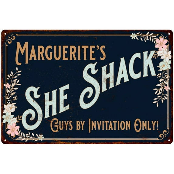 Marguerite's SHE SHACK Sign Metal Shed Tin Metal Wall Decor 8 x 12 Matte Finish Metal 108120060317