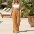 thumbnail image 6 of Admvng Women's Cotton Pants Elastic Waist Summer Casual Straight Leg Trousers with Pockets, 6 of 9