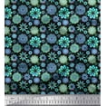 thumbnail image 1 of Soimoi Black Silk Fabric Blue Mandala Fabric Prints By Yard 42 Inch Wide, 1 of 3